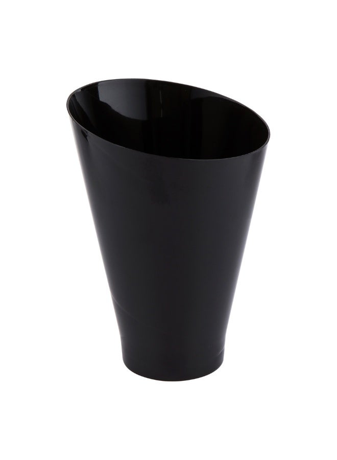 Restaurantware 7 Ounce Plastic Glasses, 100 Round Incline Shooter Cups- Disposable, Sturdy, Black Plastic Round Bowls, Unique Design, For Soups, Appetizers, Or Desserts - Image 1