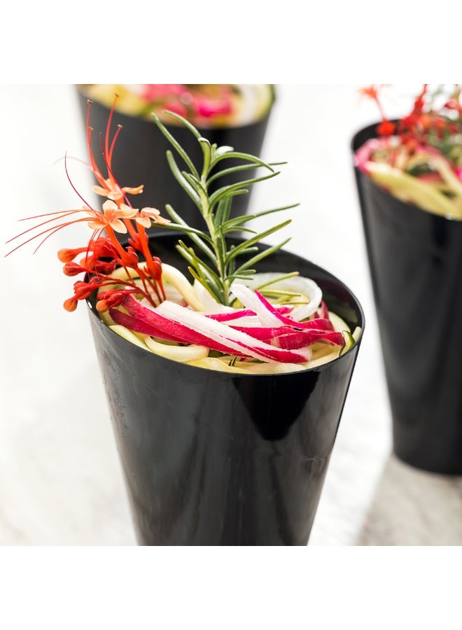 Restaurantware 7 Ounce Plastic Glasses, 100 Round Incline Shooter Cups- Disposable, Sturdy, Black Plastic Round Bowls, Unique Design, For Soups, Appetizers, Or Desserts - Image 3