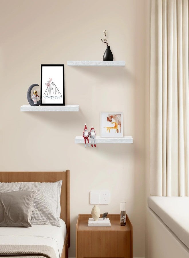 Upassion White Floating Shelves - Set of 3, 16" Wall Mounted Shelves for Home Decor, Living Room, Bedroom, Bathroom, Kitchen - Image 4