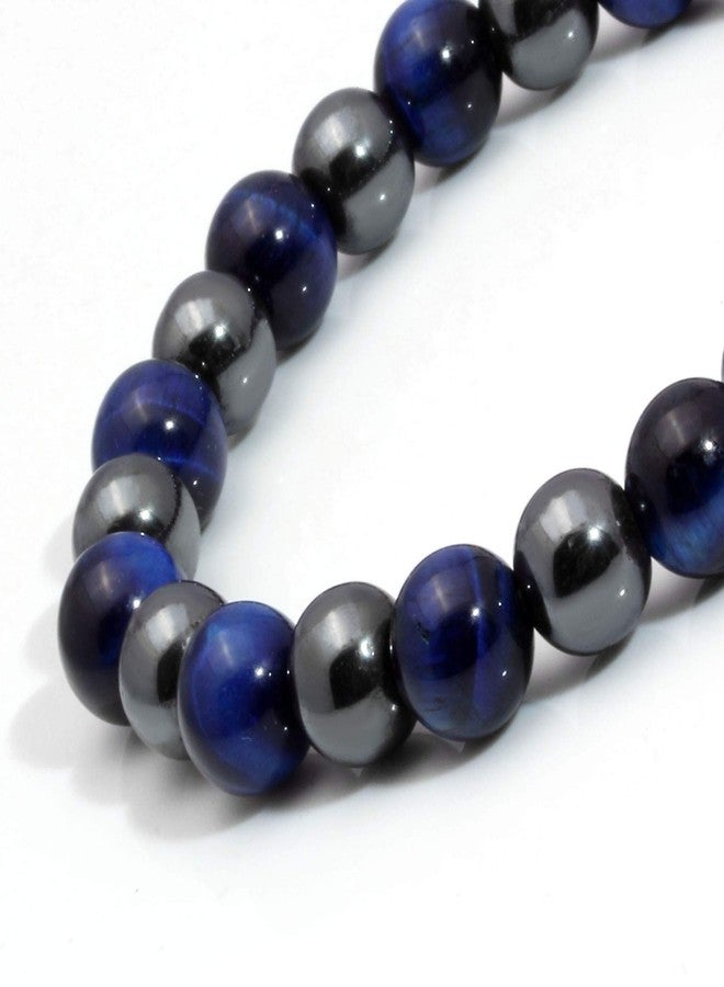 MILAKOO 3Pcs Blue Tiger Eye Bracelets for Men Women Distance Stretch Wristband Stone Hematite Cuff - Image 3