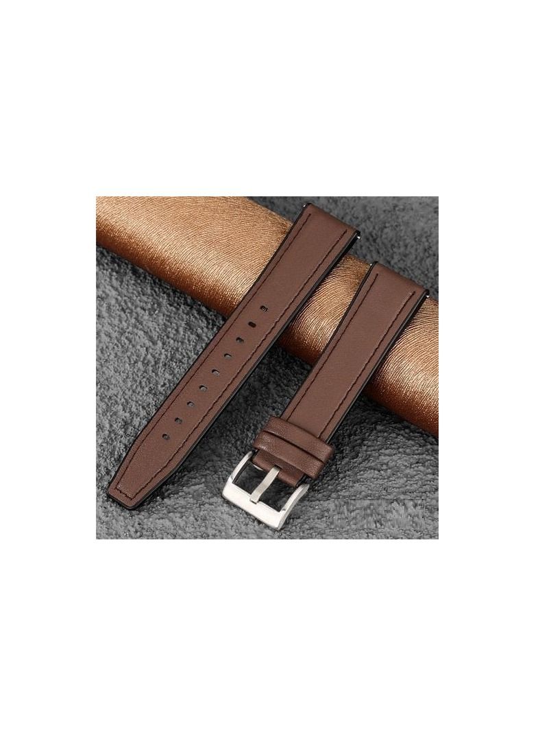 سوار ساعة من الجلد السليكوني مقاس 22 مم لاستبدال سوار هونر ماجيك 2 46 مم - مشبك فضي بني - Image 1