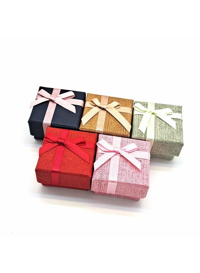 Best Balmy 30-Piece Color Cube Hard Cardboard Ring Box Bow-Knot Wedding Jewelry Packaging Gift Box Showcase Display Jewelry Box for Anniversaries, Weddings, Birthdays - Image 1