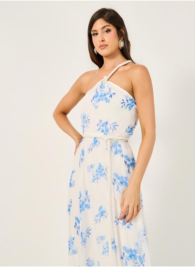 Styli - All-Over Floral Print Braid Detail A-Line Maxi Dress - Image 1