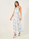 ستايلي white with blue floral print