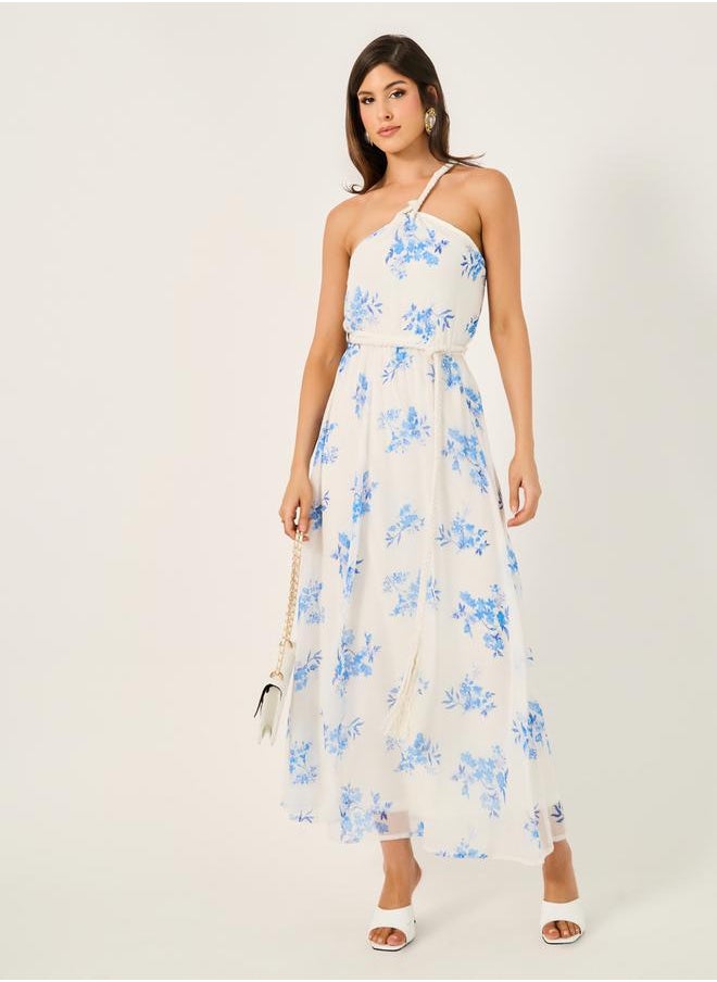 Styli - All-Over Floral Print Braid Detail A-Line Maxi Dress - Image 1