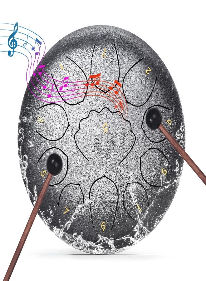 MENGBEI Rain Drum for Outside Garden, 8 Inches 11 Notes Steel Tongue Drum Rain Chime, Chakra Drum for Rain, Rain Drum for Outside Garden When It Rains (Sliver） - Image 1
