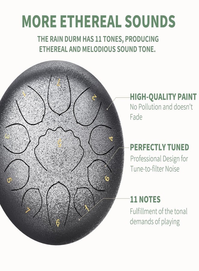 MENGBEI Rain Drum for Outside Garden, 8 Inches 11 Notes Steel Tongue Drum Rain Chime, Chakra Drum for Rain, Rain Drum for Outside Garden When It Rains (Sliver） - Image 2