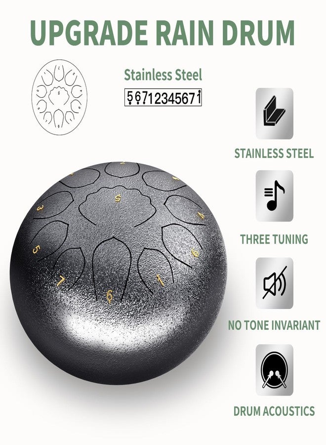 MENGBEI Rain Drum for Outside Garden, 8 Inches 11 Notes Steel Tongue Drum Rain Chime, Chakra Drum for Rain, Rain Drum for Outside Garden When It Rains (Sliver） - Image 3