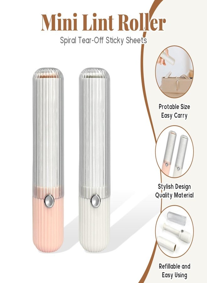 EQUNROY 2 PCS Mini Lint Roller with 6 Roller Refills - Reusable Portable Lint Remover for Clothes, Furniture, Pet Hair - Travel Essentials Household Use(Pink & White) - Image 4