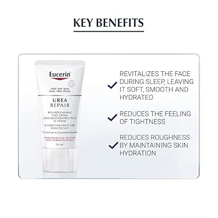 Eucerin Replenishing Skin Relief Face Cream (with 5% Urea) (50ml, Dermatalogical Skincare, Fragrance Free) by Eucerin - Image 5