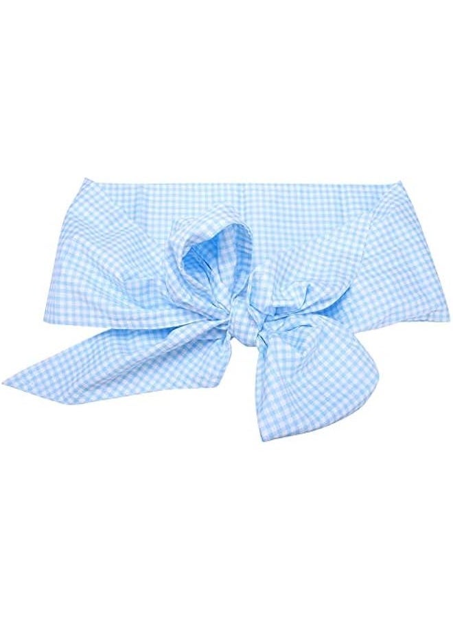 Generic Baby Swaddle Wrap Sash, Cotton Maternity Bowknot Newborn Infant Blanket for Photo Shot Stretch Wrap Swaddle Blanket Receiving Blanket (Light Blue Plaid)  - Image 1