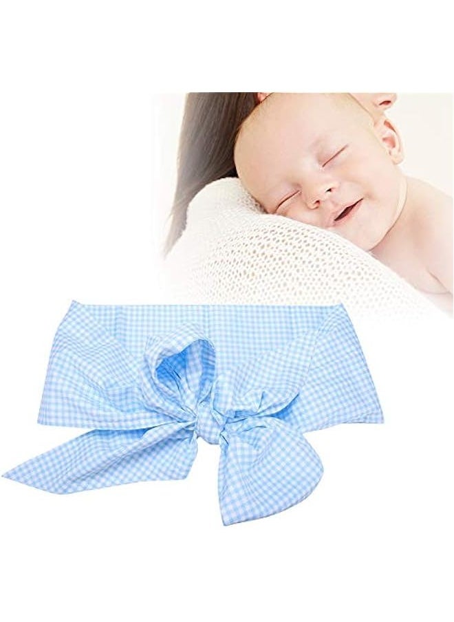 Generic Baby Swaddle Wrap Sash, Cotton Maternity Bowknot Newborn Infant Blanket for Photo Shot Stretch Wrap Swaddle Blanket Receiving Blanket (Light Blue Plaid)  - Image 3