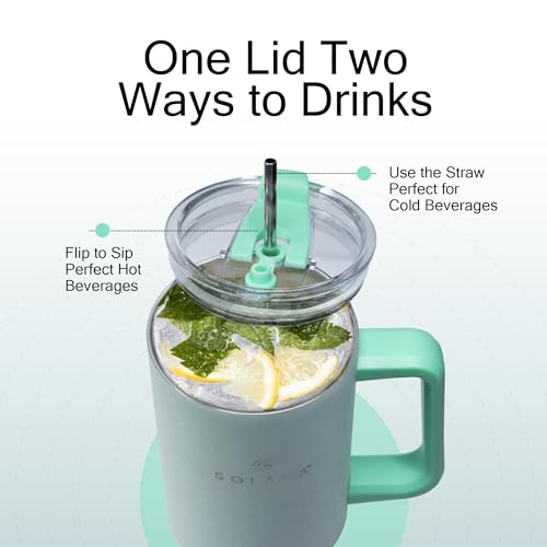 SOLARA Elixir 40oz Insulated Tumbler with Straw and Lid, Tumblers for Hot and Cold, 1200ml Stainless Steel Tumbler with Straw, Travel Mug, Coffee Mug for Office, Home, ICY Mint - Image 2