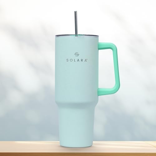 SOLARA Elixir 40oz Insulated Tumbler with Straw and Lid, Tumblers for Hot and Cold, 1200ml Stainless Steel Tumbler with Straw, Travel Mug, Coffee Mug for Office, Home, ICY Mint - Image 1