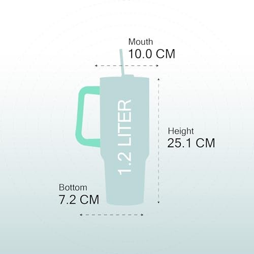SOLARA Elixir 40oz Insulated Tumbler with Straw and Lid, Tumblers for Hot and Cold, 1200ml Stainless Steel Tumbler with Straw, Travel Mug, Coffee Mug for Office, Home, ICY Mint - Image 4