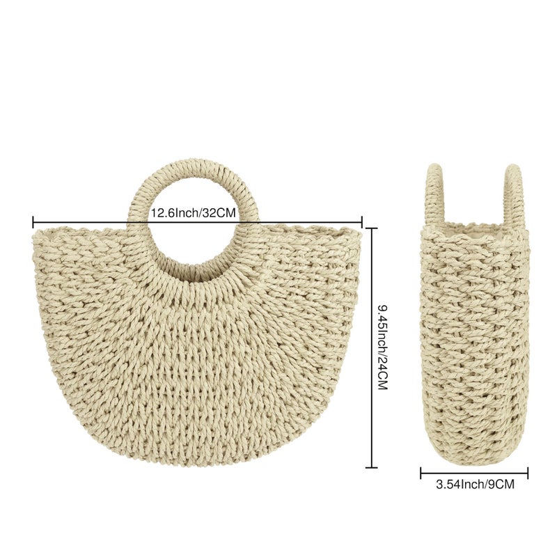 Youjaree Womens Large Straw Beach Bag Woven Tote bag Top Handle Handbag Purse for Summer (Beige) - Image 4