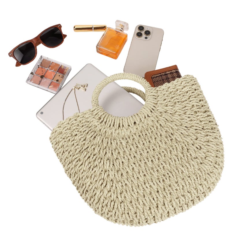 Youjaree Womens Large Straw Beach Bag Woven Tote bag Top Handle Handbag Purse for Summer (Beige) - Image 5