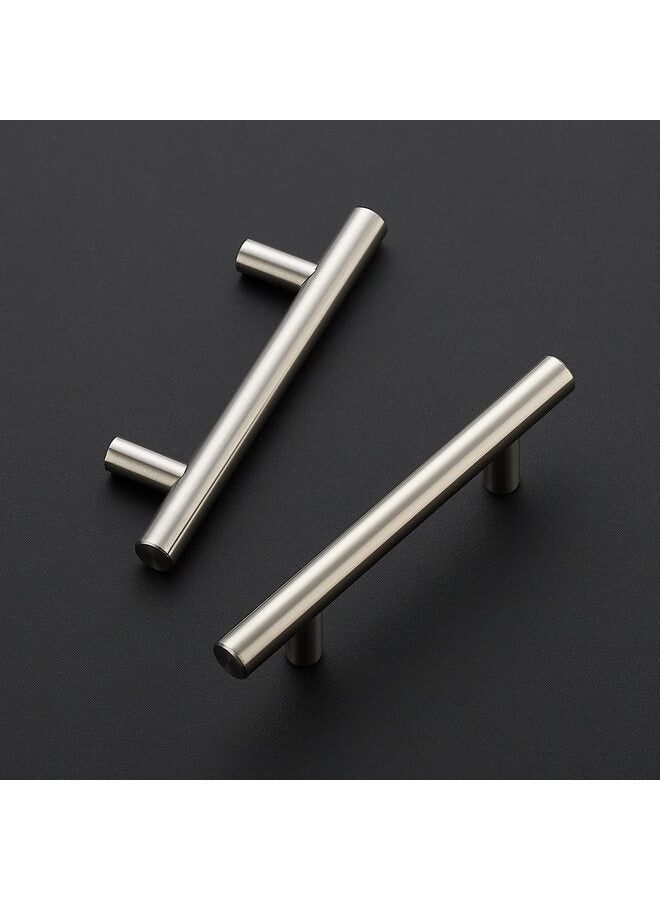 10 قطع من مقابض أدراج المطبخ المصنوعة من الفولاذ المقاوم للصدأ والنيكل المصقول، مقابض خزانة بفتحة مركزية 3 بوصات و5 بوصات فضية - Image 3