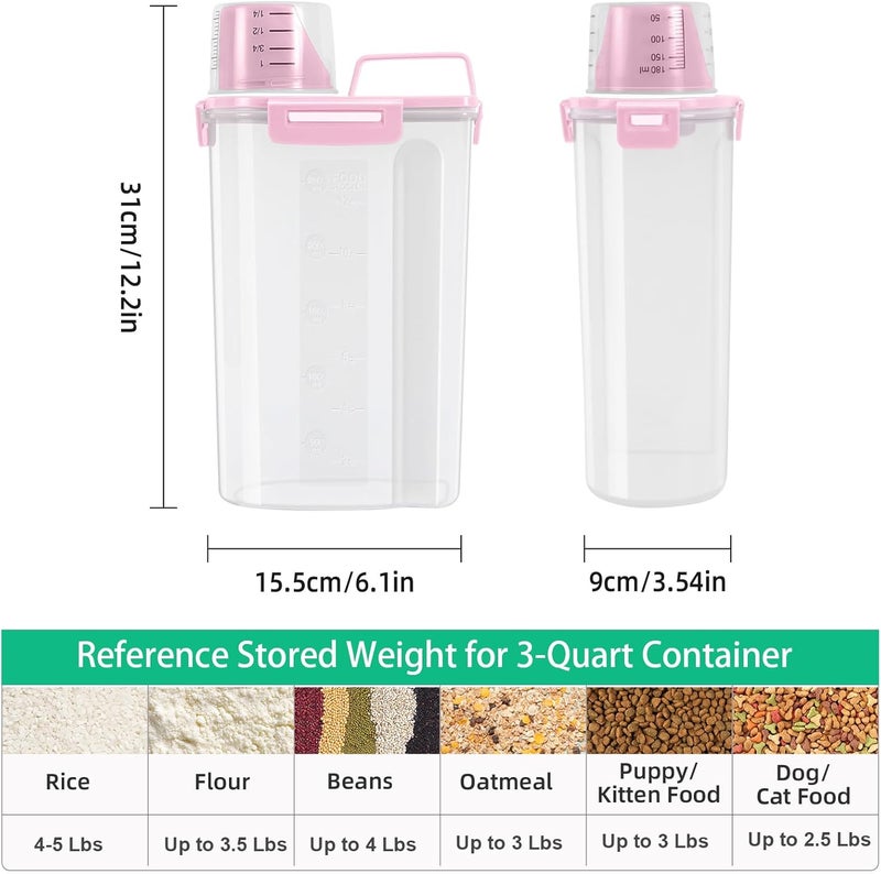 TBMax Rice Container 2 Pack 5 Lbs Cereal Container Storage, Kitchen Pantry Food Storage Holder with Cup, Small Pet Dog Cat Food Container -Pink - Image 2