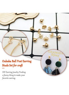 Oubaka 150Pcs Ball Post Earring Studs For Jewelry Making Earring Studs Ball Ear Pin Ball Post Earrings With Loop With 200Pcs Butterfly Earring Back Replacements For Diy Jewelry Making Findings(Kc Gold)  - Image 3