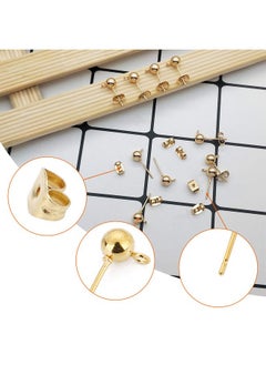 Oubaka 150Pcs Ball Post Earring Studs For Jewelry Making Earring Studs Ball Ear Pin Ball Post Earrings With Loop With 200Pcs Butterfly Earring Back Replacements For Diy Jewelry Making Findings(Kc Gold)  - Image 4