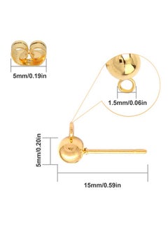 Oubaka 150Pcs Ball Post Earring Studs For Jewelry Making Earring Studs Ball Ear Pin Ball Post Earrings With Loop With 200Pcs Butterfly Earring Back Replacements For Diy Jewelry Making Findings(Kc Gold)  - Image 5