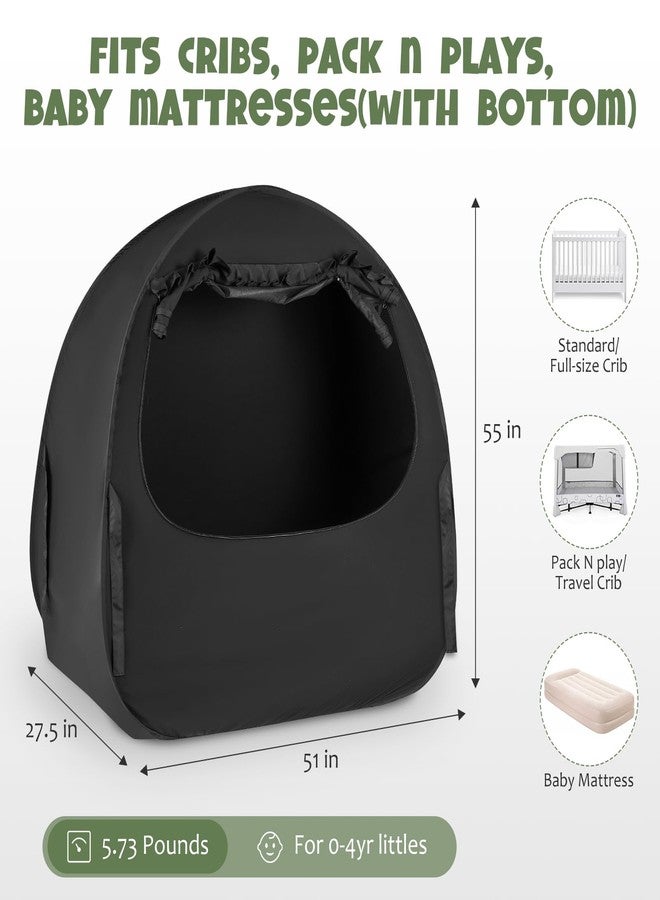 BORNA Pack N Play Blackout Cover, Blackout Tent for Full Size Crib and Pack and Play, Breathable Sleep Pod for Kids, Pop Up Crib Blackout Cover Canopy, Softens The Light - Image 4