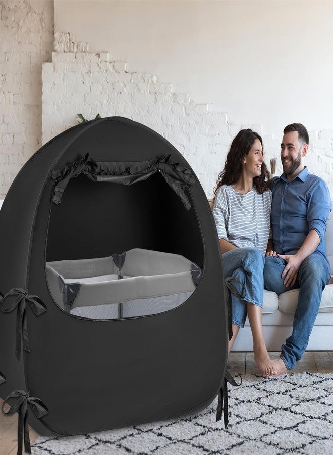 BORNA Pack N Play Blackout Cover, Blackout Tent for Full Size Crib and Pack and Play, Breathable Sleep Pod for Kids, Pop Up Crib Blackout Cover Canopy, Softens The Light - Image 5