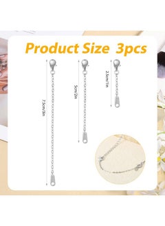 KINBOM 3pcs Sterling Silver Necklace Extenders, 1/2/3 Inches Necklace Extension Chain Jewelry Extenders Extension Chain for Jewelry Making Necklace Bracelet Anklet (Silver)  - Image 2