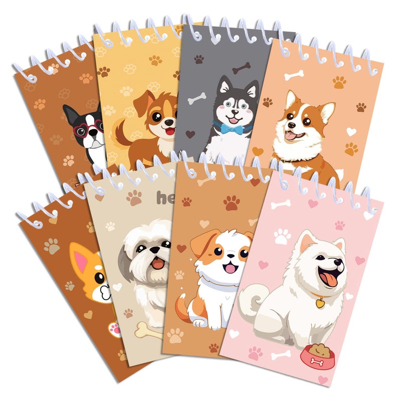 Happy Dog 8 Pack Vertical Portable Spiral Notebooks for Party Fun - Image 1