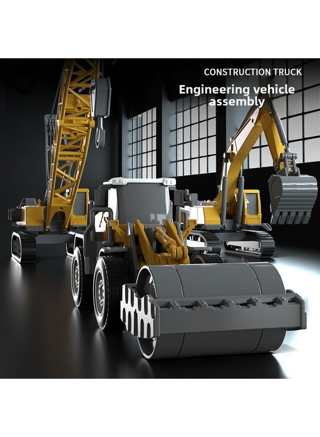 Children's Alloy Engineering Truck Excavator Boy Simulation Model Bulldozer Excavator Mixer Crane Toy Suit-Color:Extra Large Top Configuration - 13 Engineering Vehicles + Large Hanging Towers [free 18 Cars + 3 Storage Buckets + 3 Maps + 3 Road Signs] - Image 5