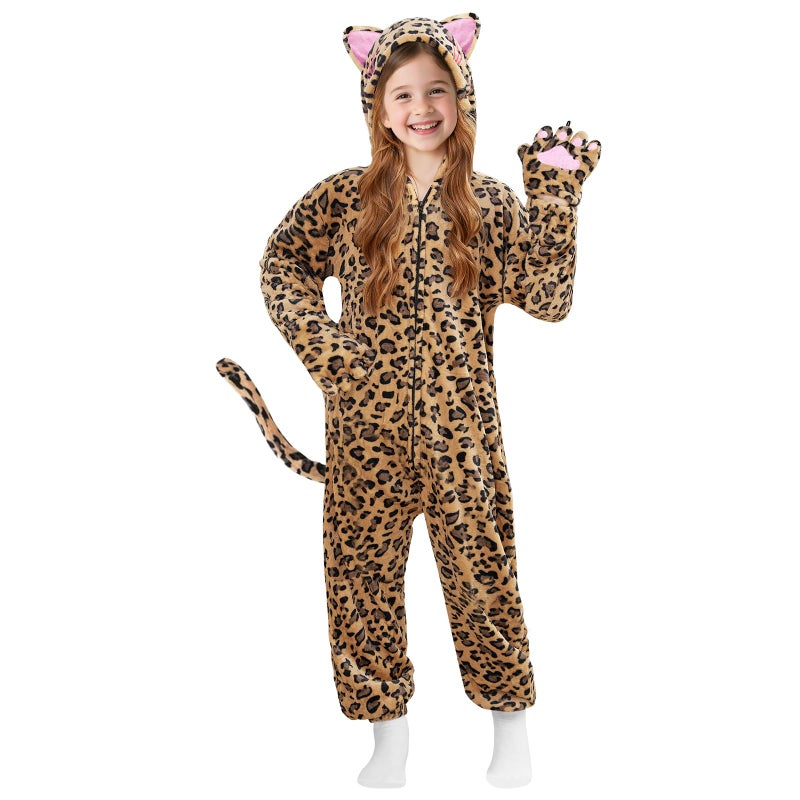 racazl Halloween Costume for Girls Cheetah Cat Costume for Kids Leopard Costumes Animal Onesie Pajamas for Girl Ages 412 Year Old S67Y - Image 2