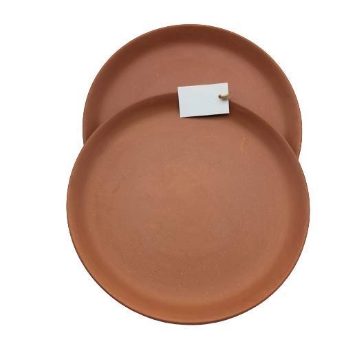 SHRIYAM CRAFT Terracotta Clay Quarter Plate 8 inch Brown Set of 2 - Image 3