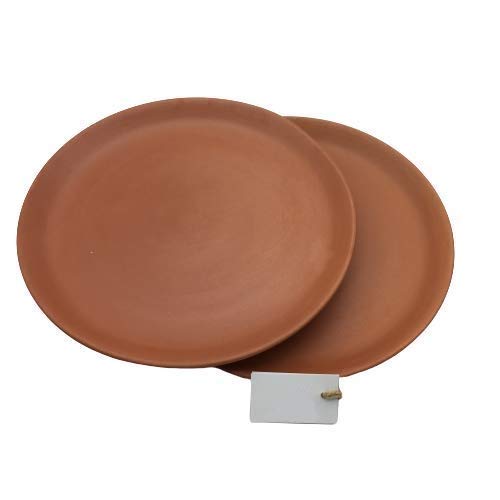 SHRIYAM CRAFT Terracotta Clay Quarter Plate 8 inch Brown Set of 2 - Image 2