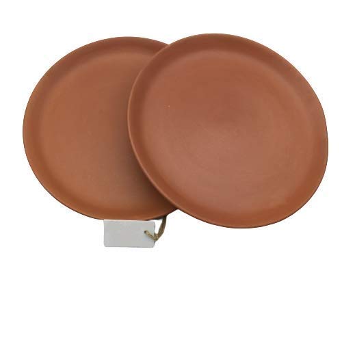SHRIYAM CRAFT Terracotta Clay Quarter Plate 8 inch Brown Set of 2 - Image 1