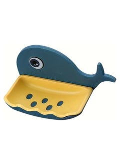 QSHOP QSHOP® Self Draining Double Layer Fish Shape Soap Dish Holder Plastic Self Adhesive Waterproof Bathroom Wall Mounted Soap Dish Holder  - Image 1