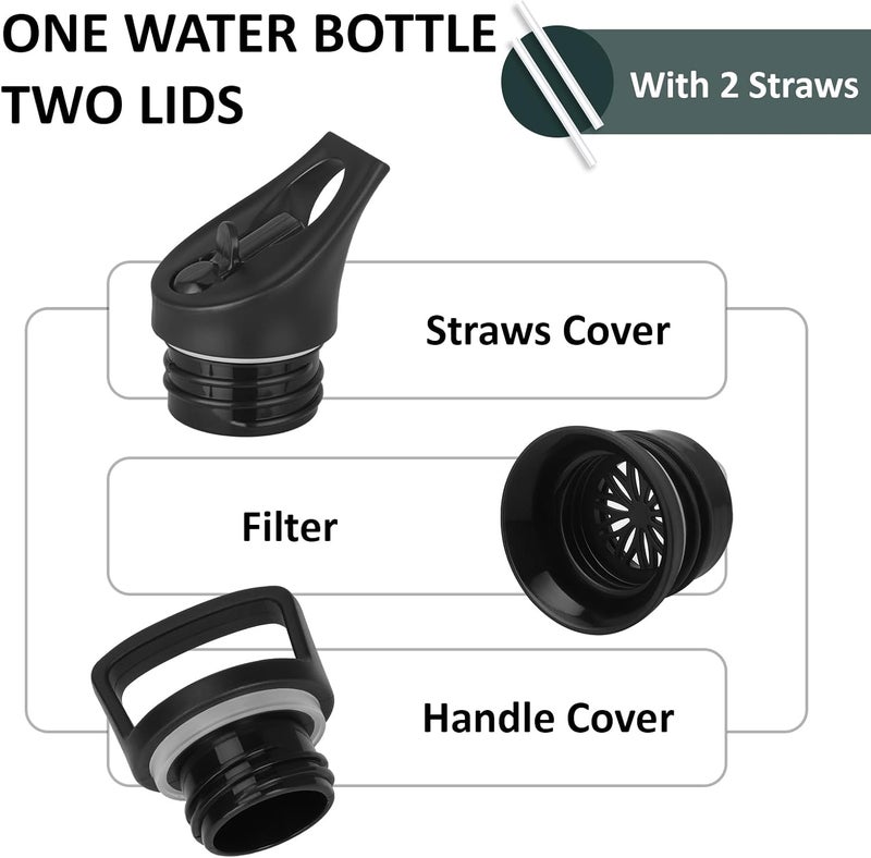 Water Bottle 1 Litre, Stainless Steel Water Bottle with Straw, Sports Water Bottles 1 Litre Leak-Proof, Double-Walled Vacuum Insulated, Thermos for Hiking, Camping, Adults, Travel, Fitness - Image 4