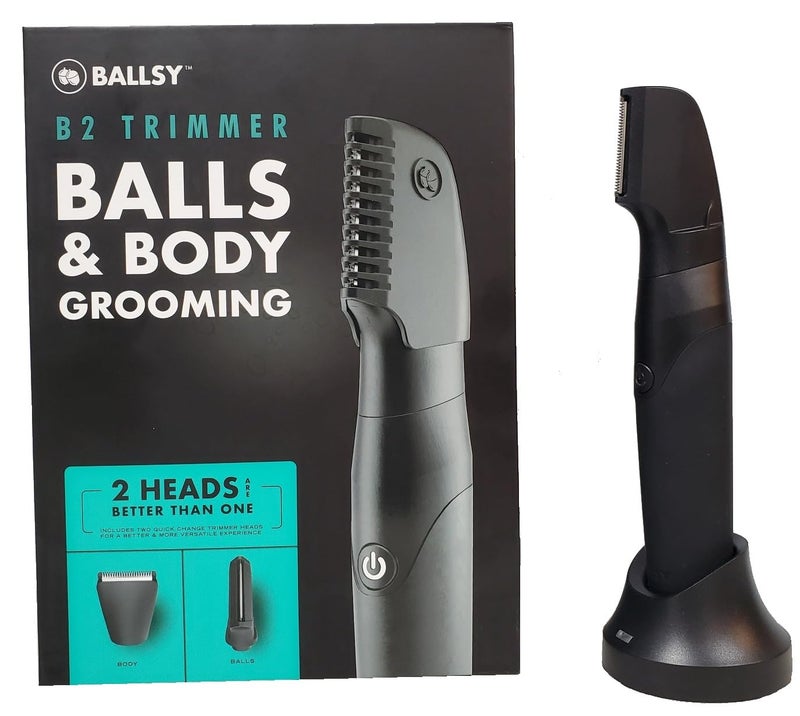 Ballsy B2 Groin & Body Trimmer for Men, Includes 2 Quick Change Heads, Waterproof, Cordless Charging Base for The Ultimate Close Shave - Image 1