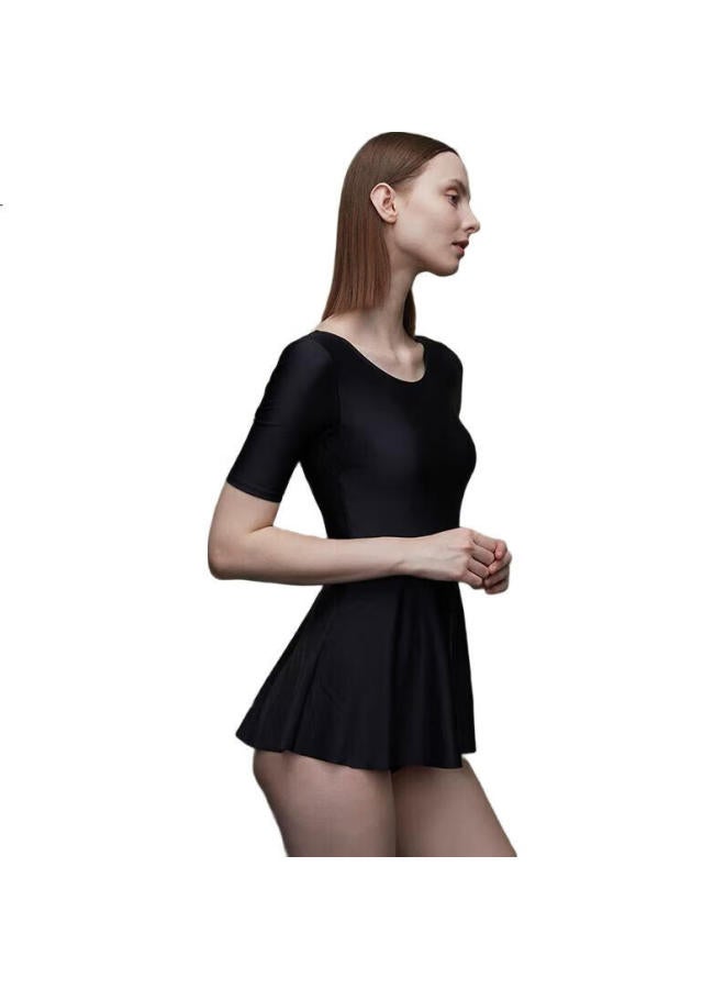 Yizi Women'S Conservative One-Piece Swimsuit Dress-Style Swimwear, Hot Spring Slimming Swimsuit, Ezi20W128, Black, Xxl - Image 2