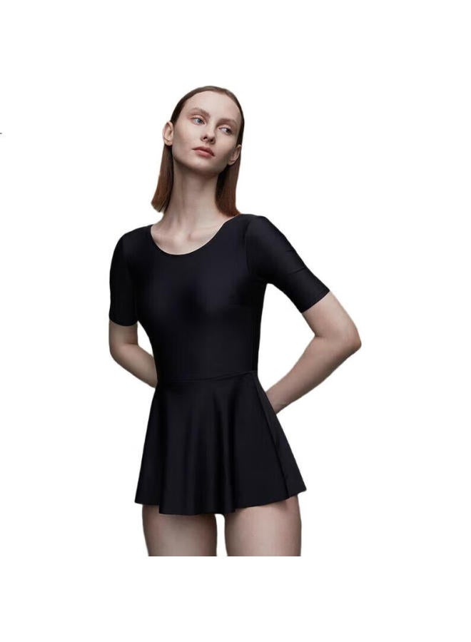 Yizi Women'S Conservative One-Piece Swimsuit Dress-Style Swimwear, Hot Spring Slimming Swimsuit, Ezi20W128, Black, Xxl - Image 3