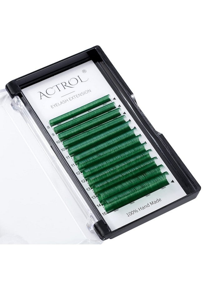 ACTROL Colored Eyelash Extensions Easy Fan 815Mm Mixed Dark Green D Curl Easy Fanning 0.07Mm Self Premade Volume Lash - Image 1