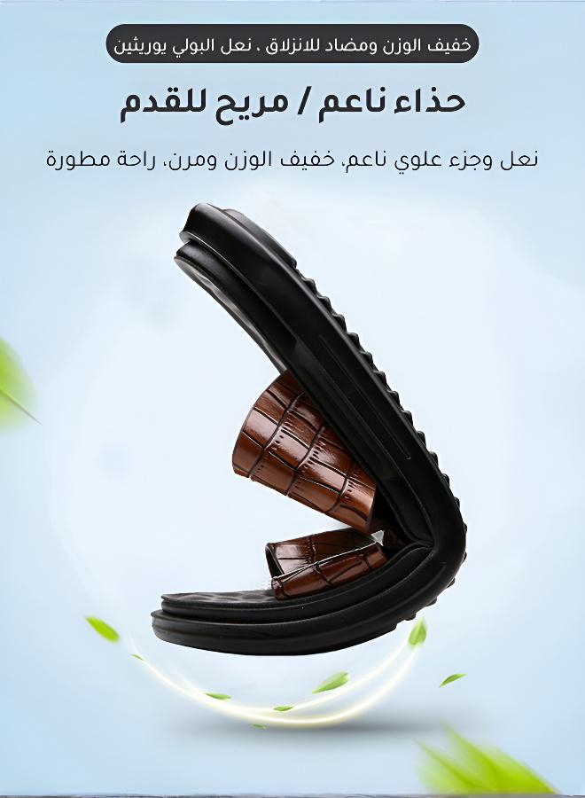 Men's Non-Slip Wear-Resistant Crocodile Pattern Slippers - Image 3