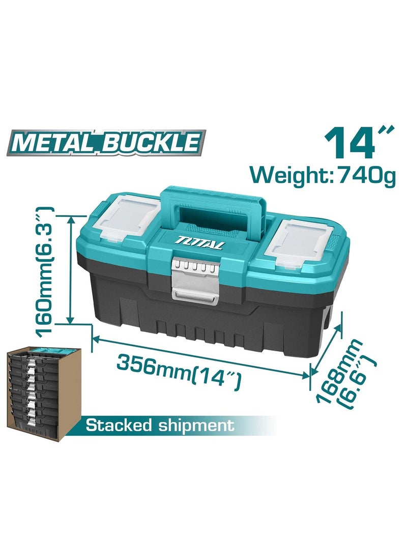 TOTAL TOTAL Plastic Tool Box 14" For Tools/Fishing/Painting/Students Plastic Tools Box 356x168x150mm Max Load 10kg TPBX0142  - Image 4