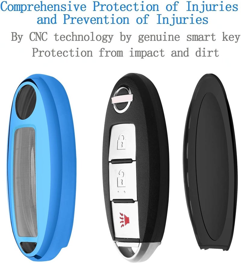Autophone Blue Key Fob Cover with Leather Keychain for Nissan Models - Image 5