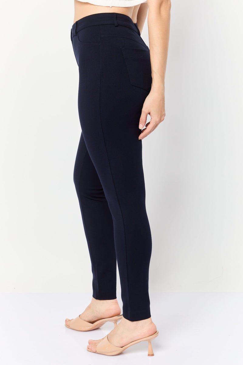 Zero Women Skinny Fit Solid Stretchable Skinny Pants, Dark Navy - Image 4