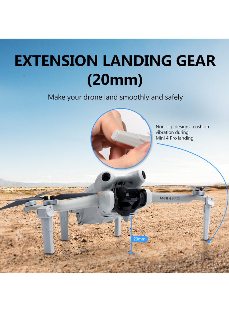 SYOSI Extension Landing Gear for DJI Mini 4 Pro, Lightweight Portable Legs Anti-Scratch Landing Extender Bracket for Mini 4 Pro Drone Accessories (WHite) - Image 2