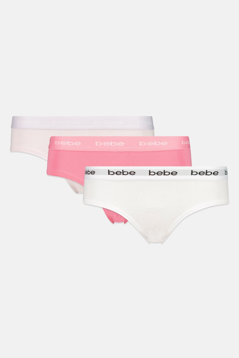 bebe Women 3 Piece Brand Logo Panties, Multicolor - Image 1