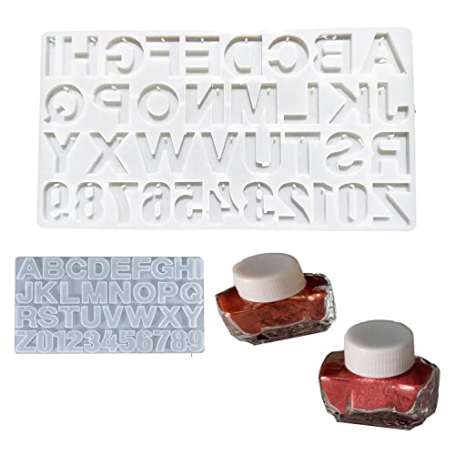 SNOOGG Alphabet Silicone Resin Mold Letter & Number Casting Molds for Earring Jewelry Accessories with Built in Hole Enabler with High Qualitey 2 Metalic Pigment - Image 1