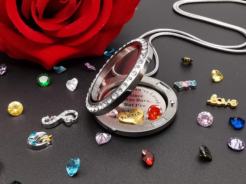 Beffy Nana Women Floating Locket Pendant Necklace with Charms & Birthstones, Gifts for Mothers Day, for Grandma, Gigi, Mimi, Grannny - Image 3