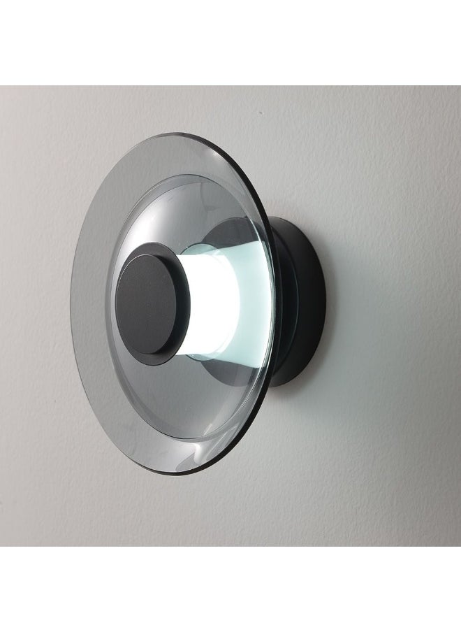 DANUBE HOME Danube Home Porto Modern Wall Sconce For Living Room, Bedroom, Hall| Indoor Wall Light With Inbuilt LED(Included) | 3000k Warm Light| Iron+Glass Frame, Black Finish - L23xW23xH23cm (1 Year Warranty)  - Image 1
